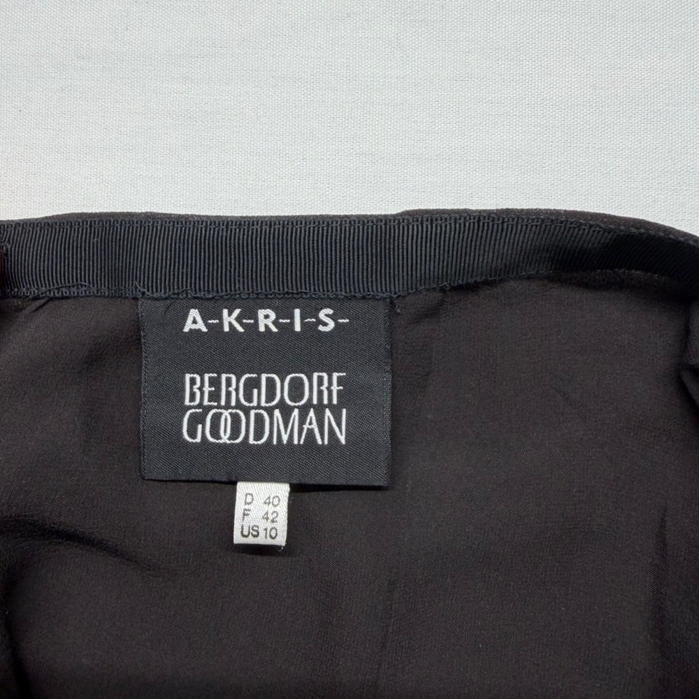 Akris Black Double Layer Silk Godet Pleated A-Line Skirt 10 Bergdorf Italy - Picture 2 of 9